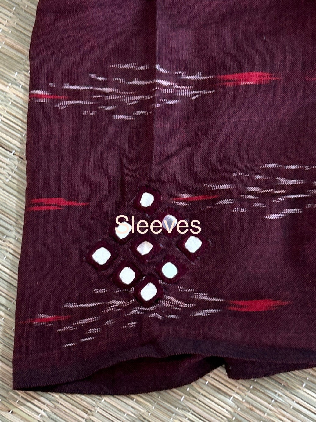 Mirror work Ikat Cotton Unstitched Kurti