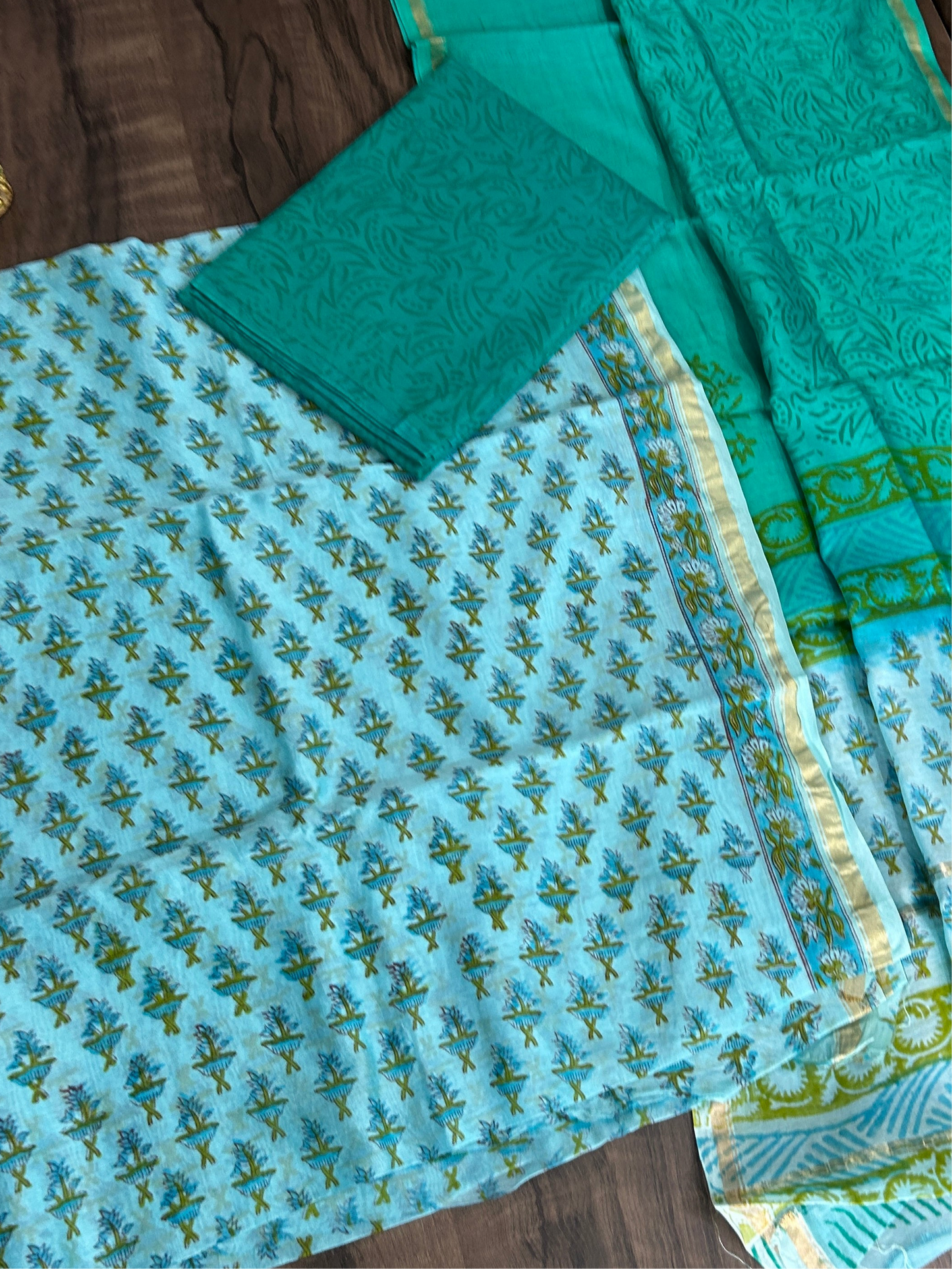 Hand BlockPrint Chanderi Silk Cotton Dress Material