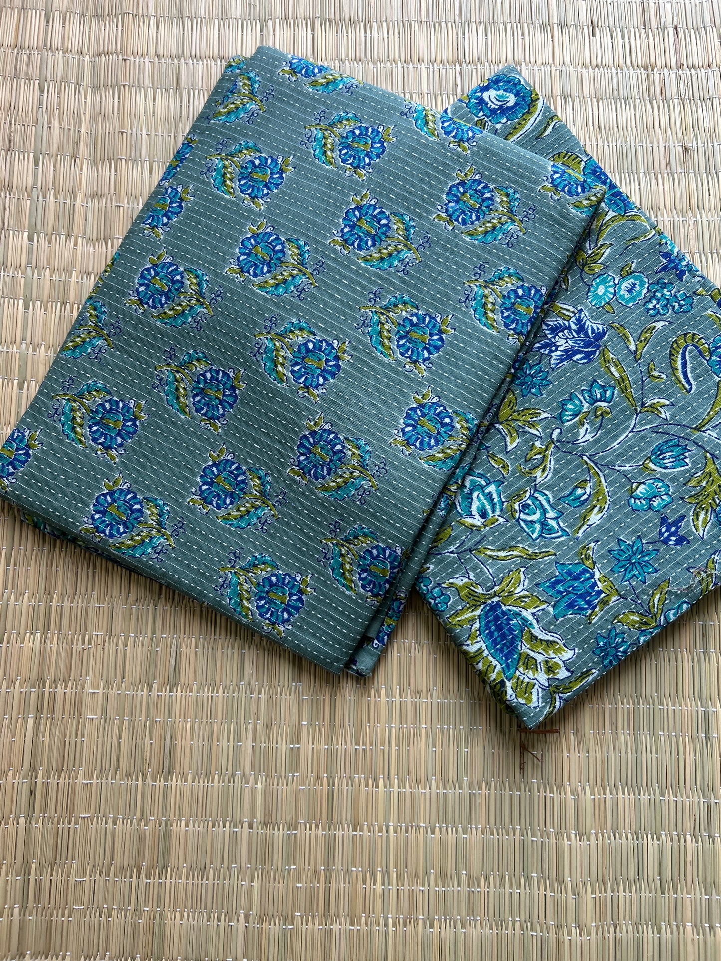 Hand BlockPrint Cotton Kantha work Top Bottom Set (TB-16)