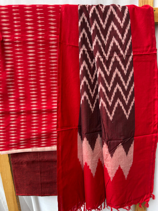 Double Ikat Mercerised Cotton Dress Material