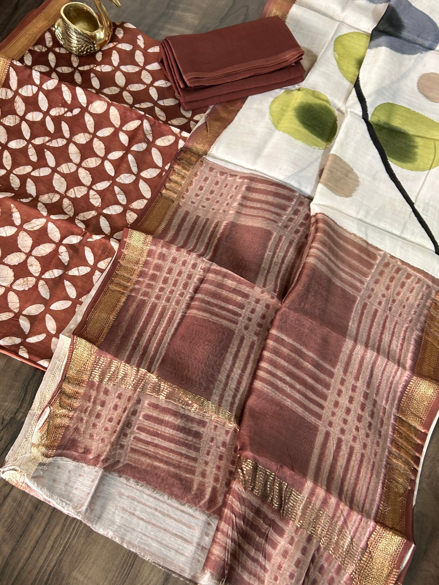 Hand Block Printed Maheshwari Silk Cotton Dress Material