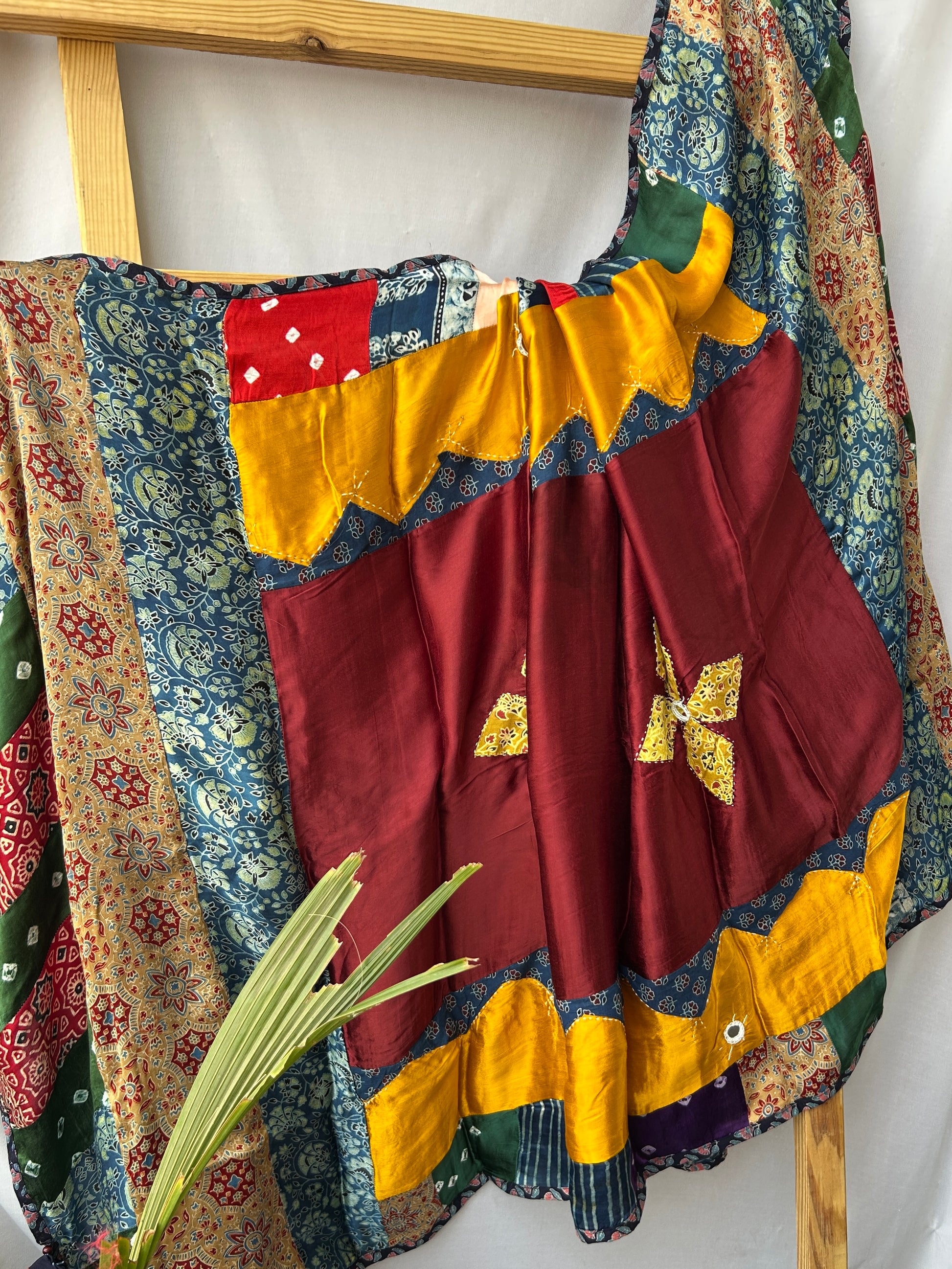Ajrakh Patch-Work Modal Silk Dupatta