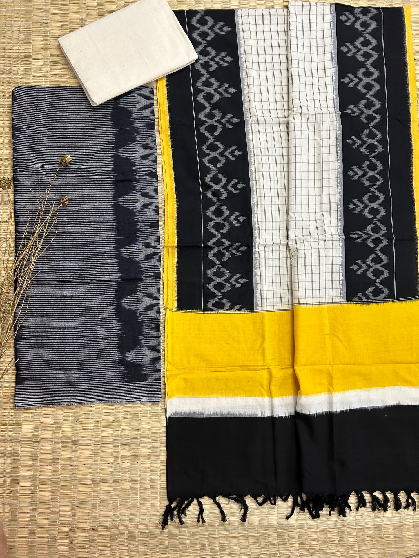 Double Ikat Cotton Dress Material with Uzbek Top
