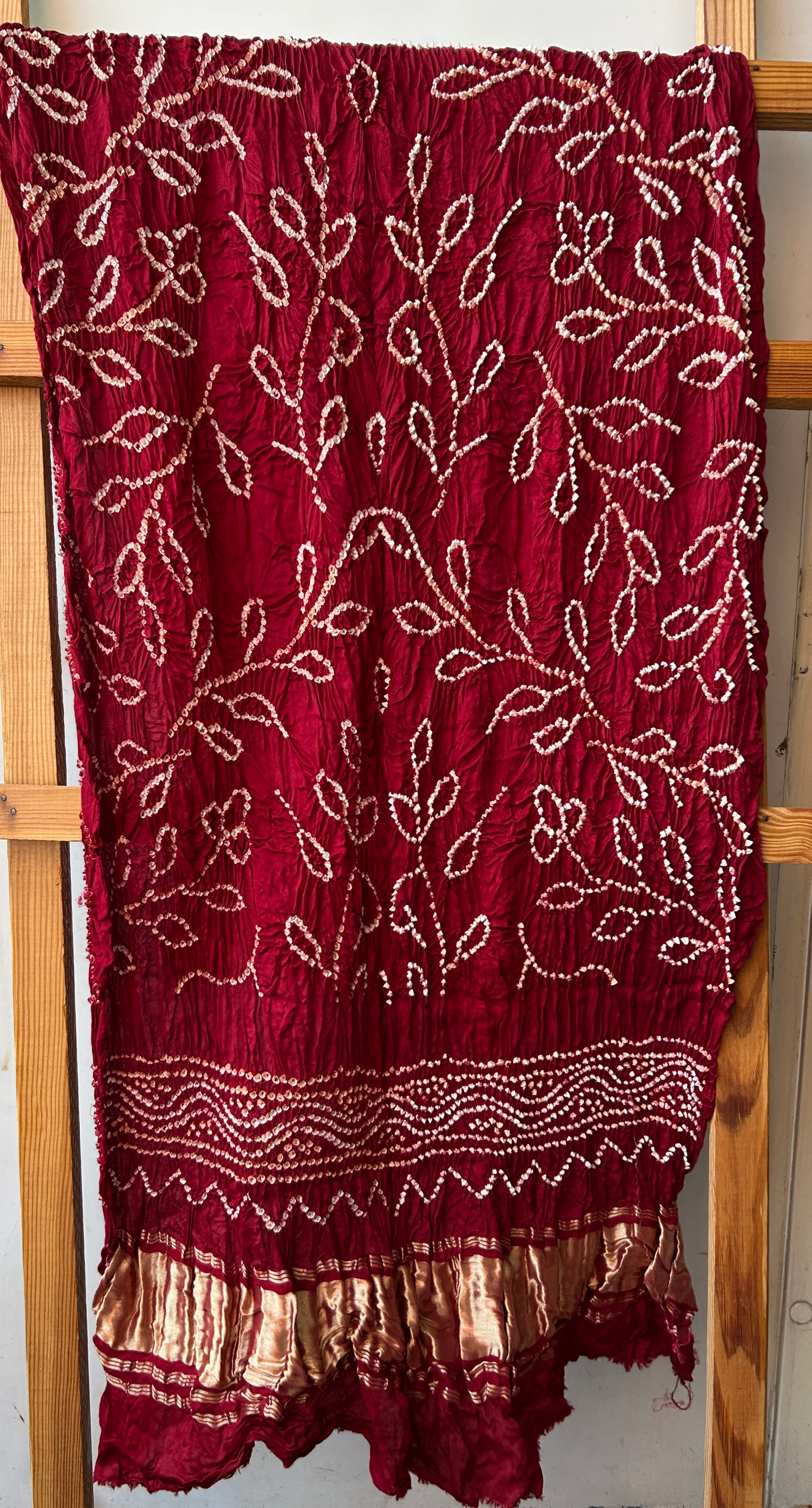 Maroon Pure Gajji Silk Bandhej Dupatta