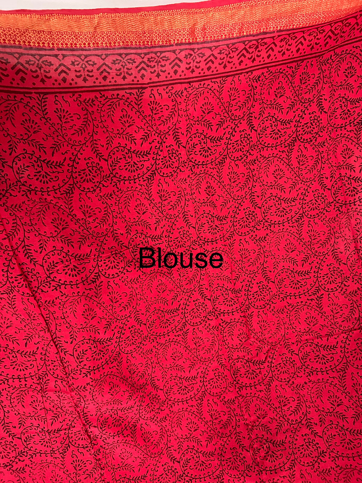 Bagh Print Cotton Saree with Zari Border