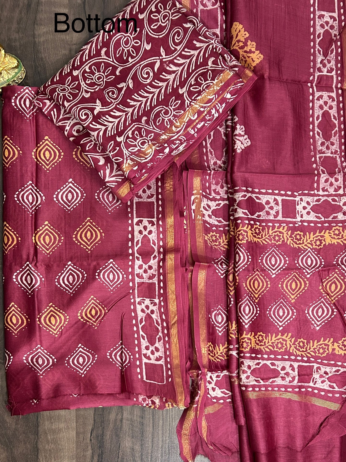 Chanderi Pure Silk Cotton Hand Blockprint Dress Material