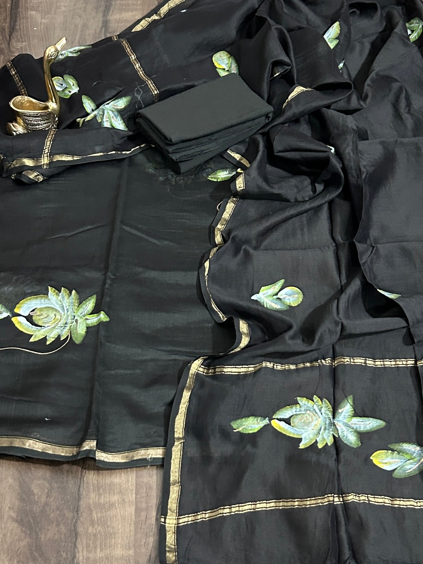 Hand Painted Chanderi Silk Cotton Dress Material