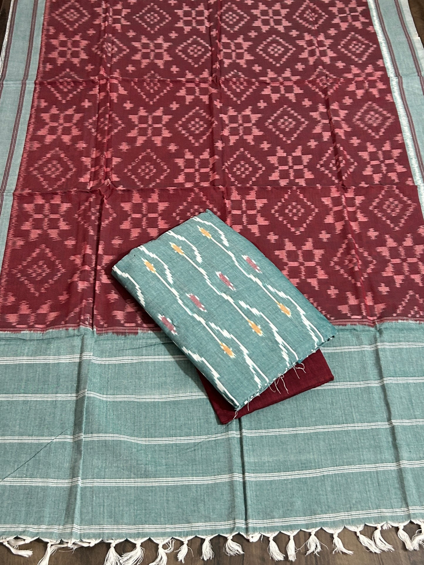 Telia Rumal Double Ikat Cotton Dress Material