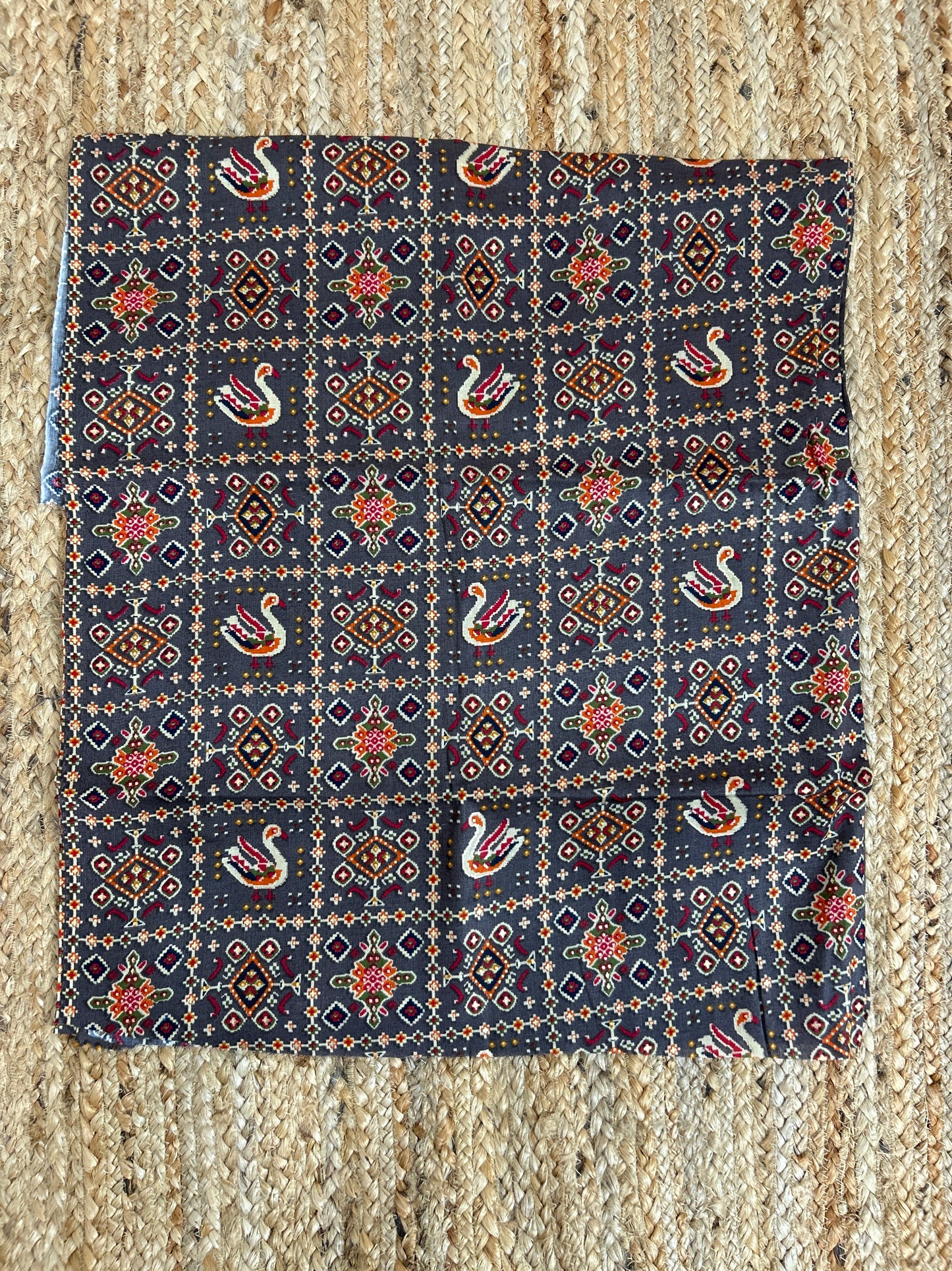 Grey Patola Print Satin Cotton Top Material