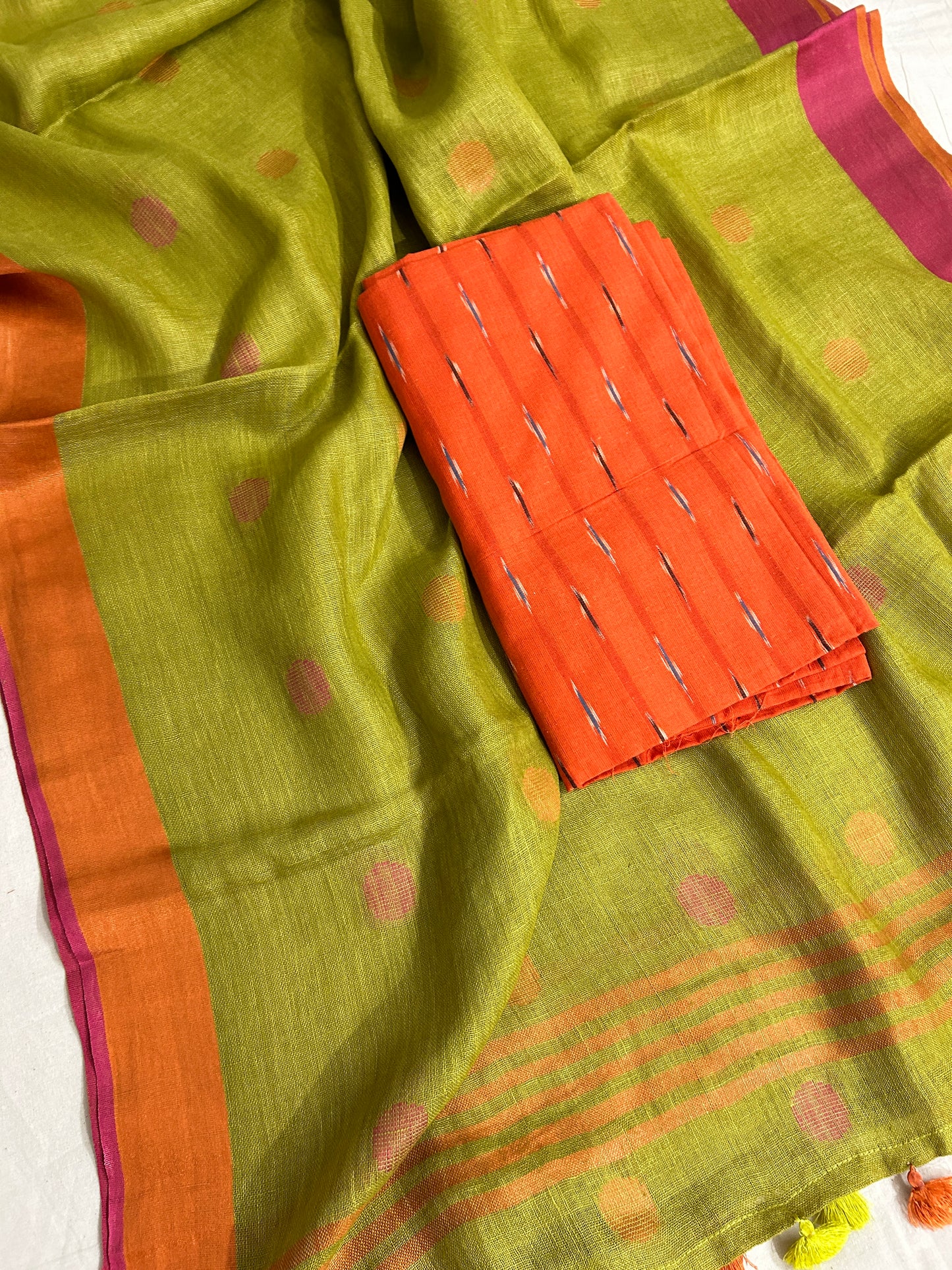Ikat Linen Top Dupatta Set