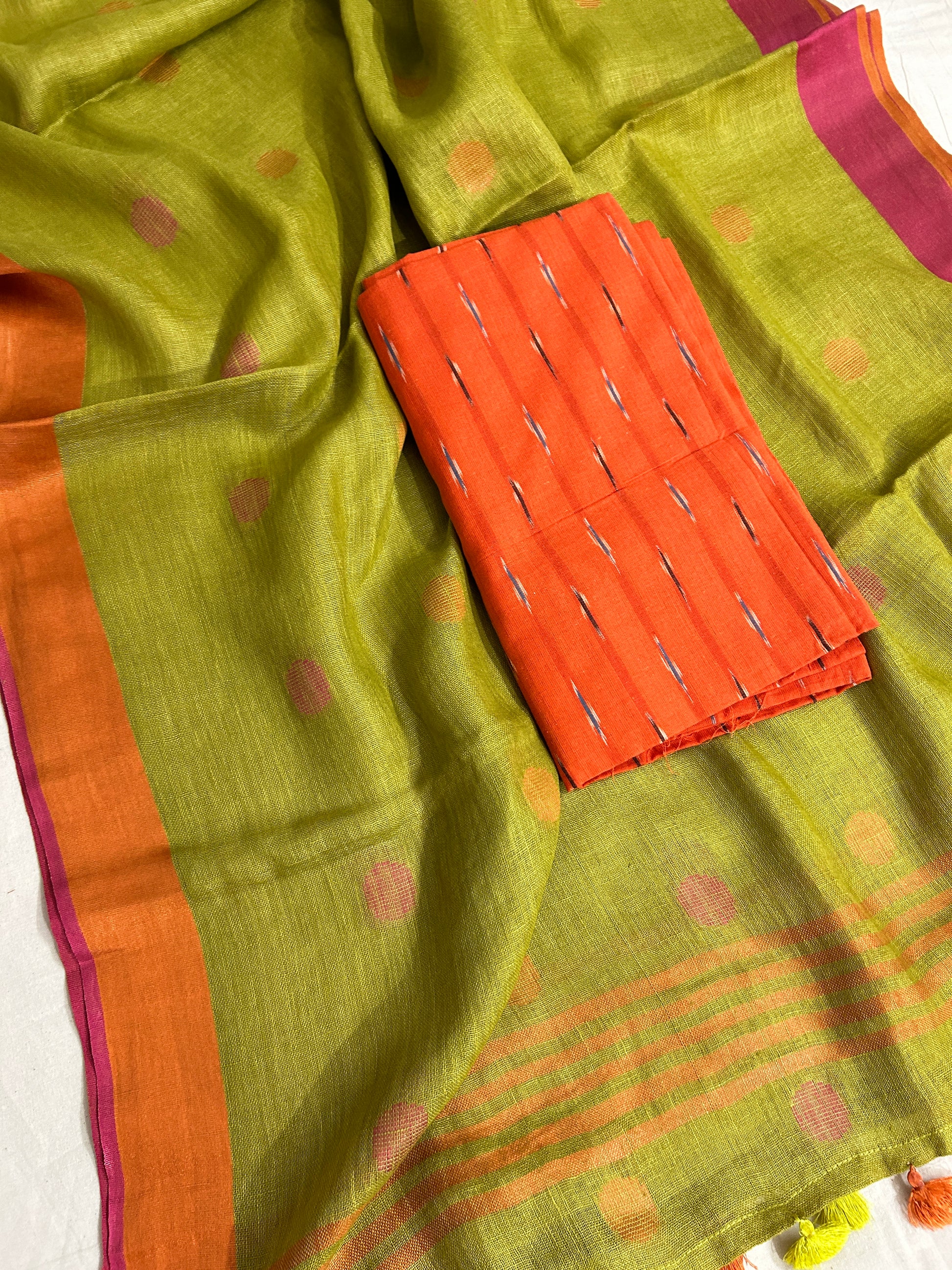 Ikat Linen Top Dupatta Set