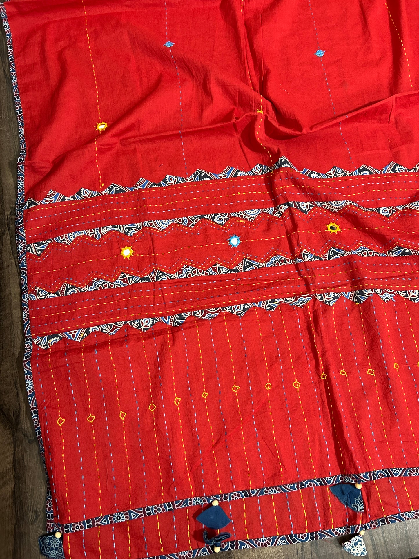 Appliqué and Mirror Work Cotton Dupatta