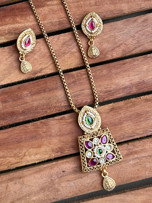 Gold Polish Necklace with Earrings