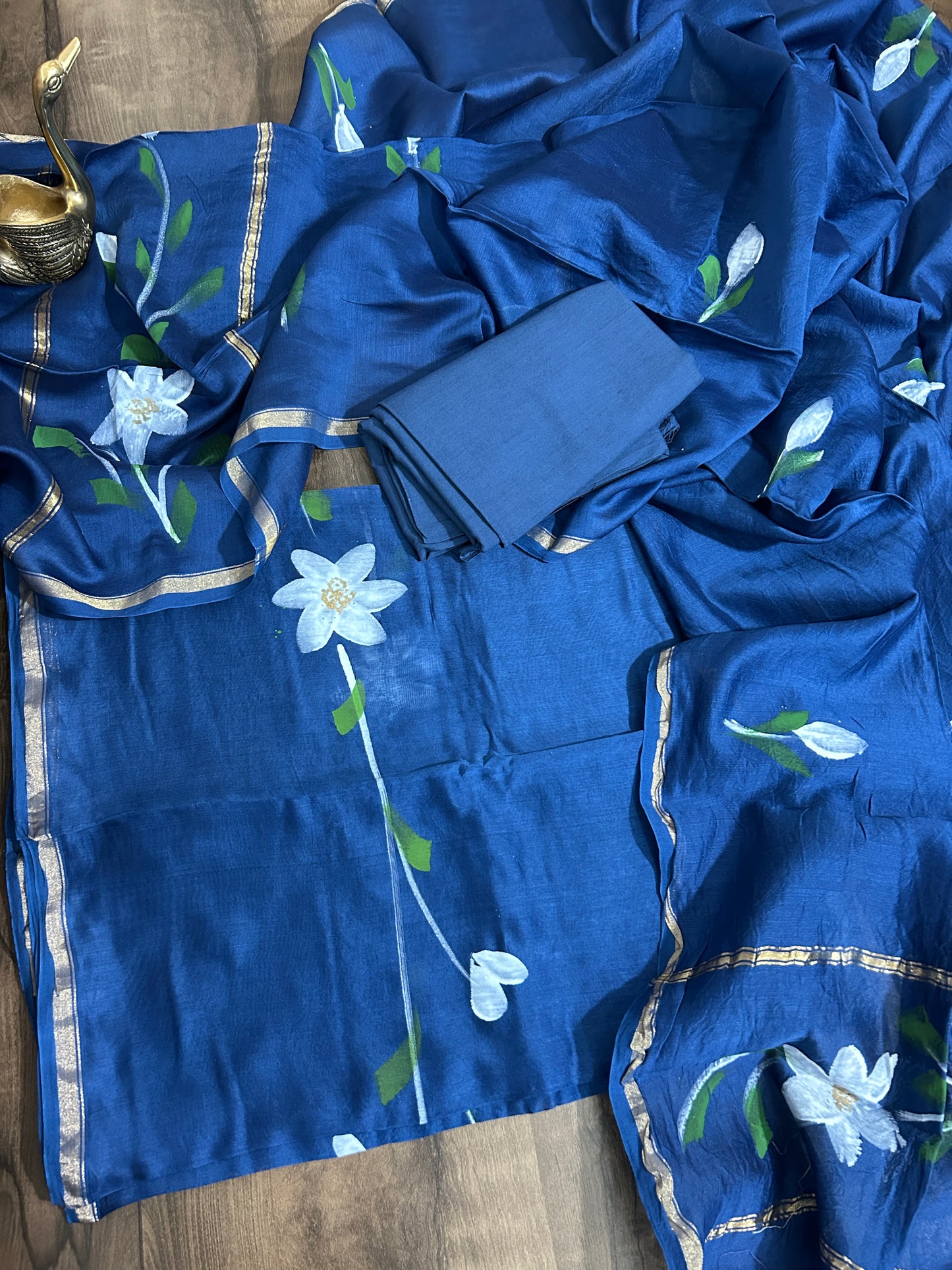 Hand Painted Chanderi Silk Cotton Dress Material