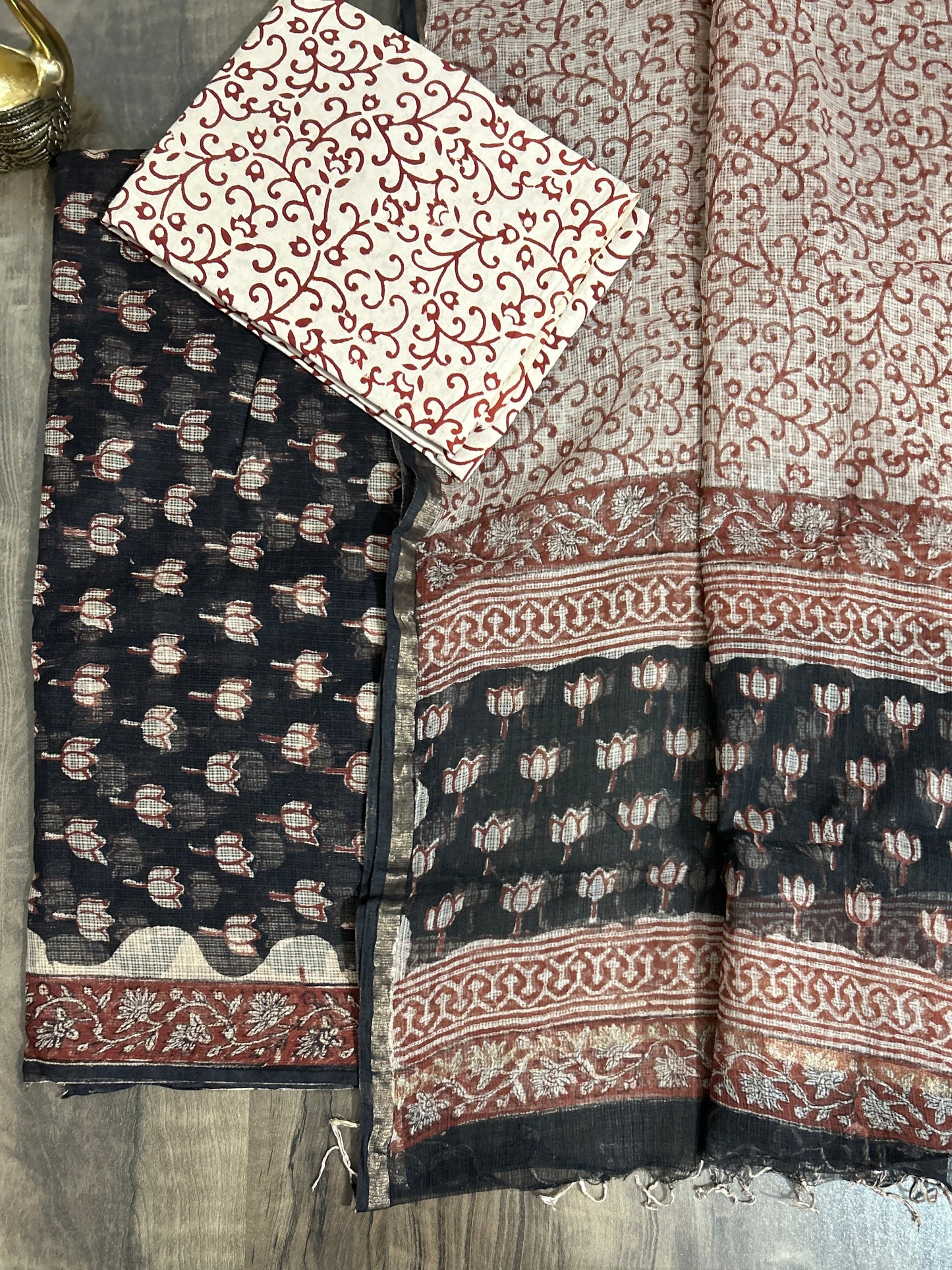 Hand Block Print Kota Cotton Dress Material