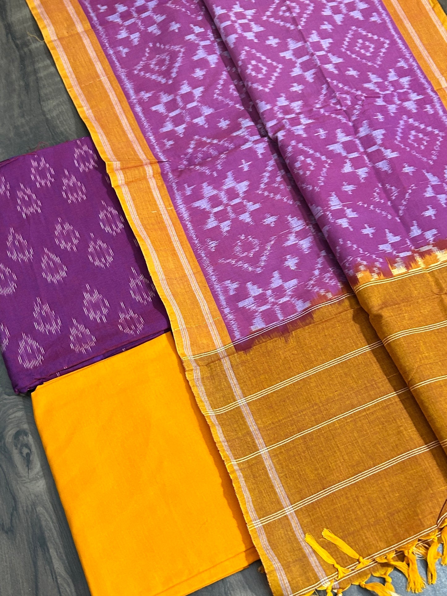 Telia Rumal Double Ikat Cotton Dress Material