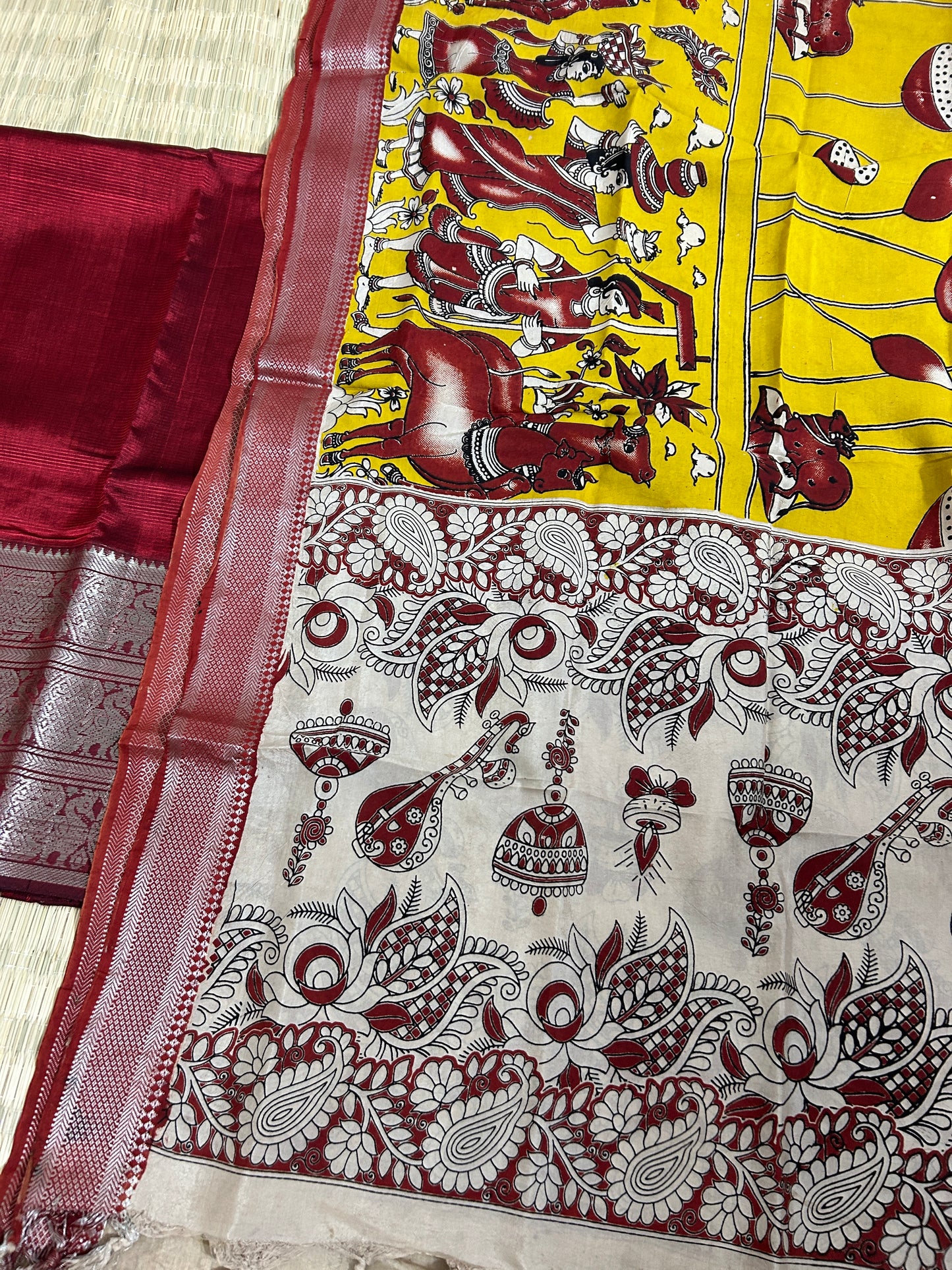 Mangalagiri Silk Dress Material with kanchi Border