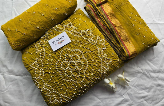 Bandhej Satin Cotton Dress Material
