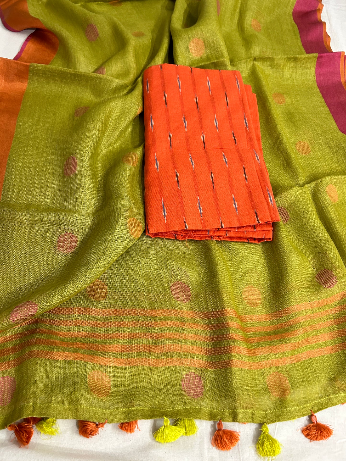 Ikat Linen Top Dupatta Set