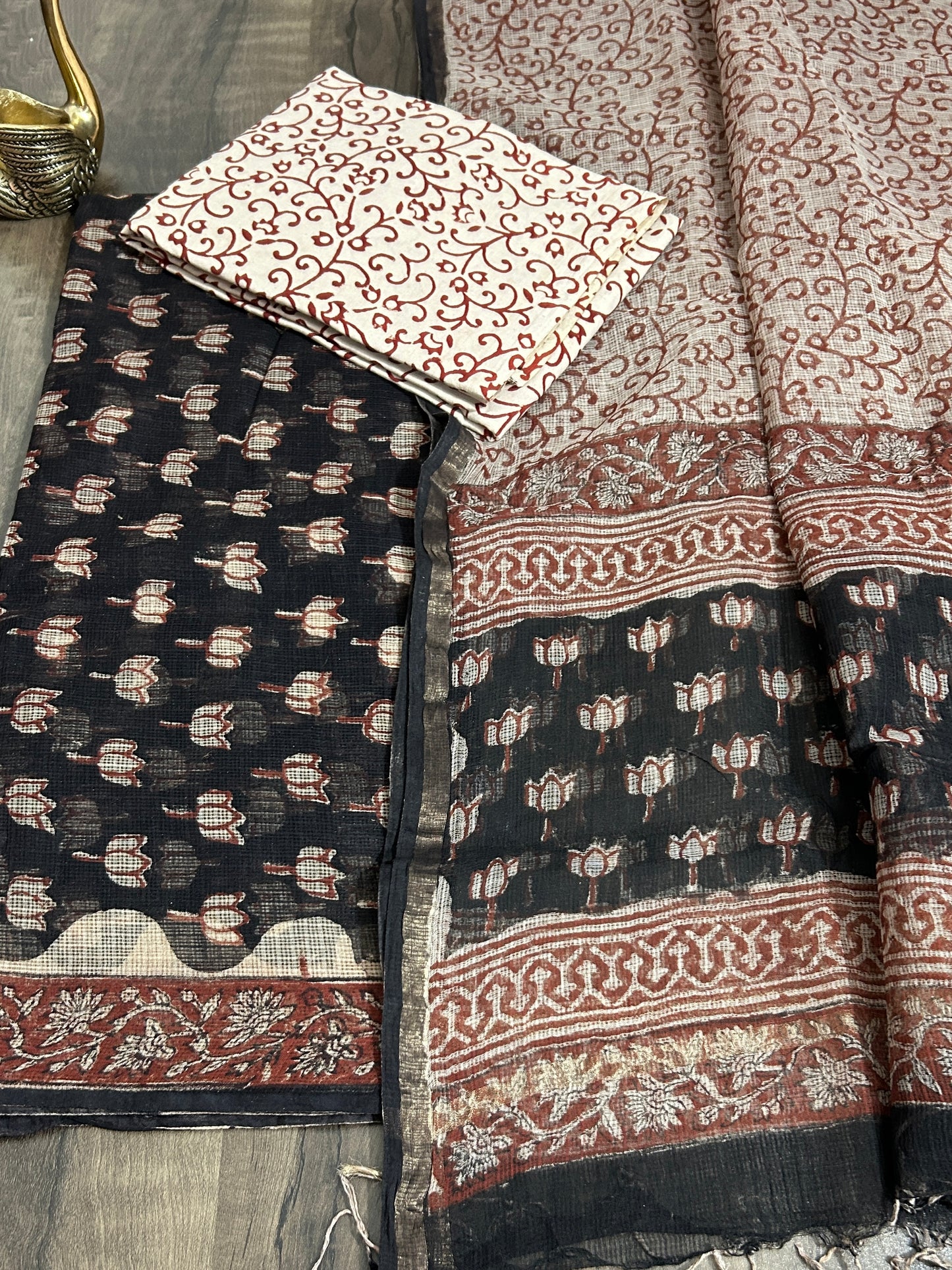 Hand Block Print Kota Cotton Dress Material