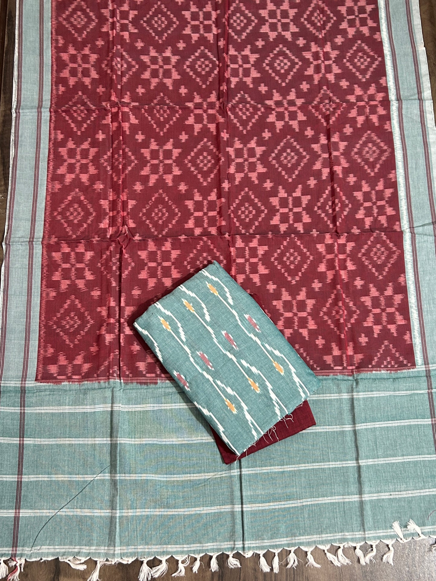 Telia Rumal Double Ikat Cotton Dress Material