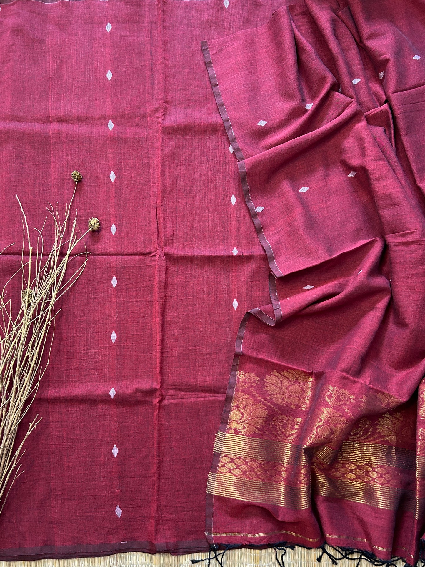 Jamdani Linen Cotton 2 pc Dress Material