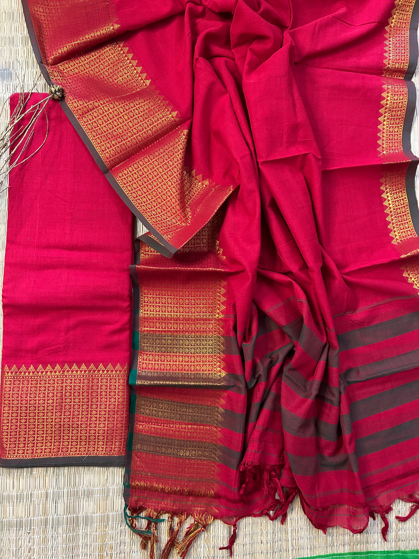 Narayanpeth Cotton Dress Material with Woven Border