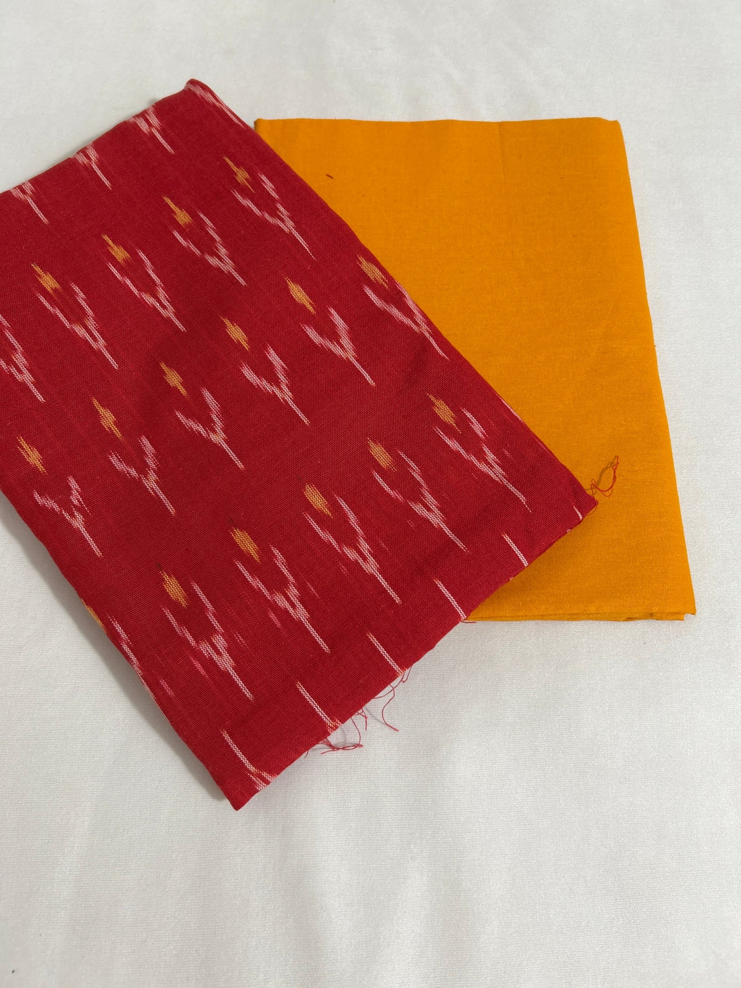 Red yellow Ikat Cotton Top Bottom Set