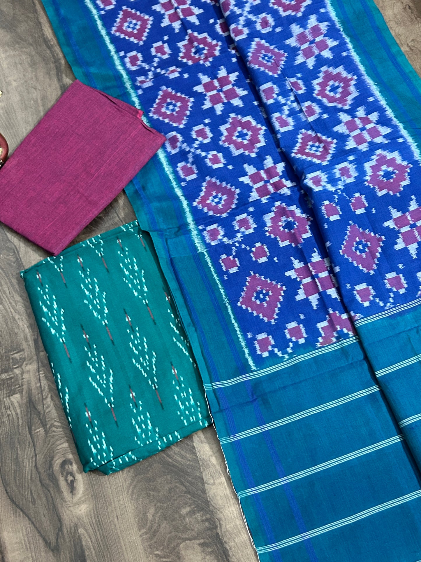 Telia Rumal Double Ikat Cotton Dress Material
