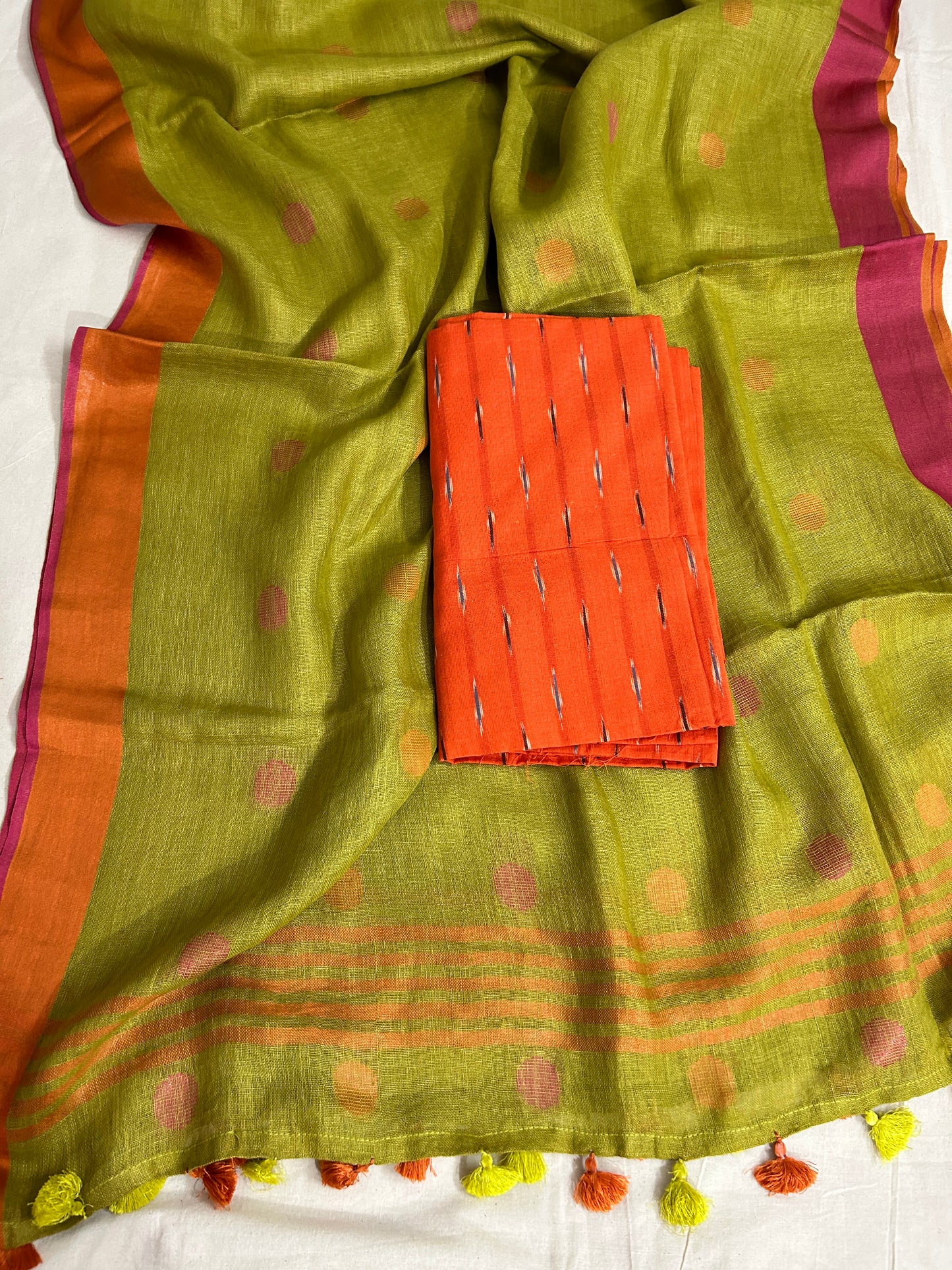 Ikat Linen Top Dupatta Set
