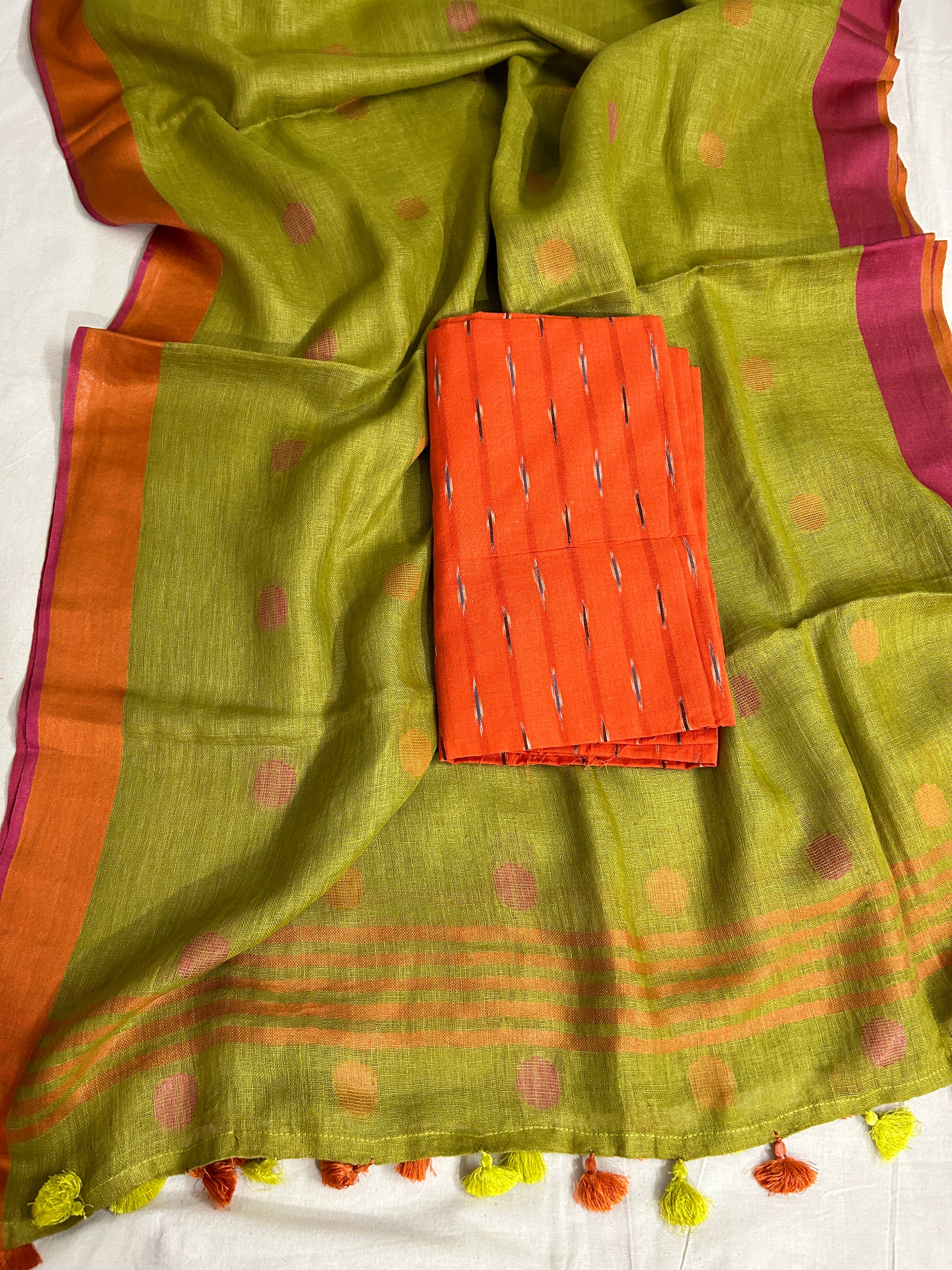 Ikat Linen Top Dupatta Set