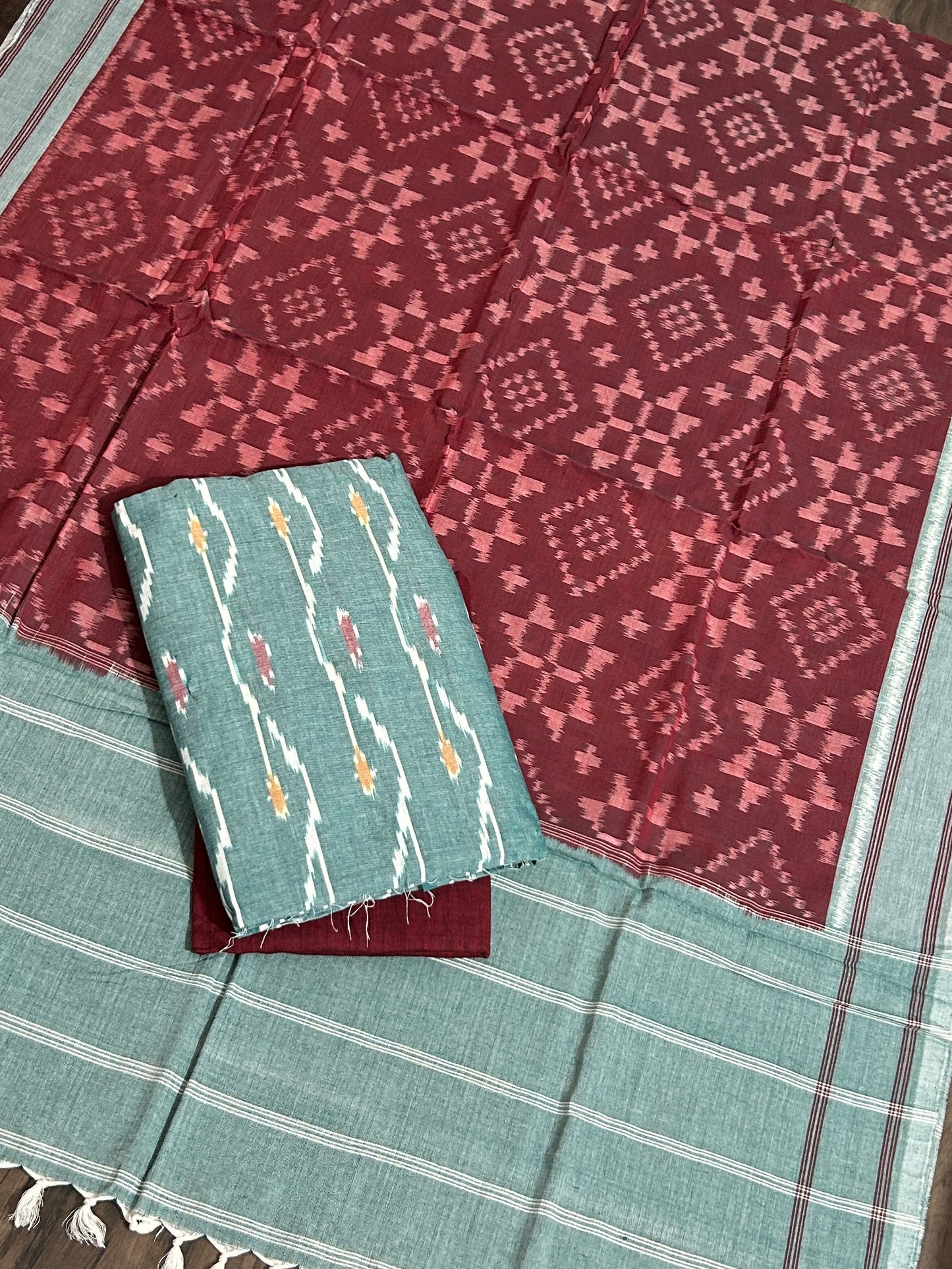 Telia Rumal Double Ikat Cotton Dress Material