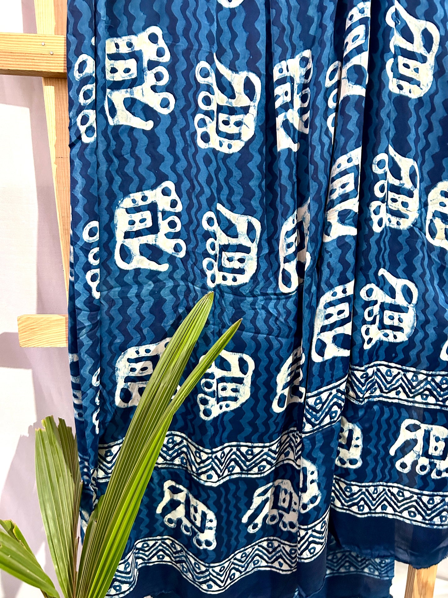 Indigo Hand BlockPrint Modal Satin Dupatta