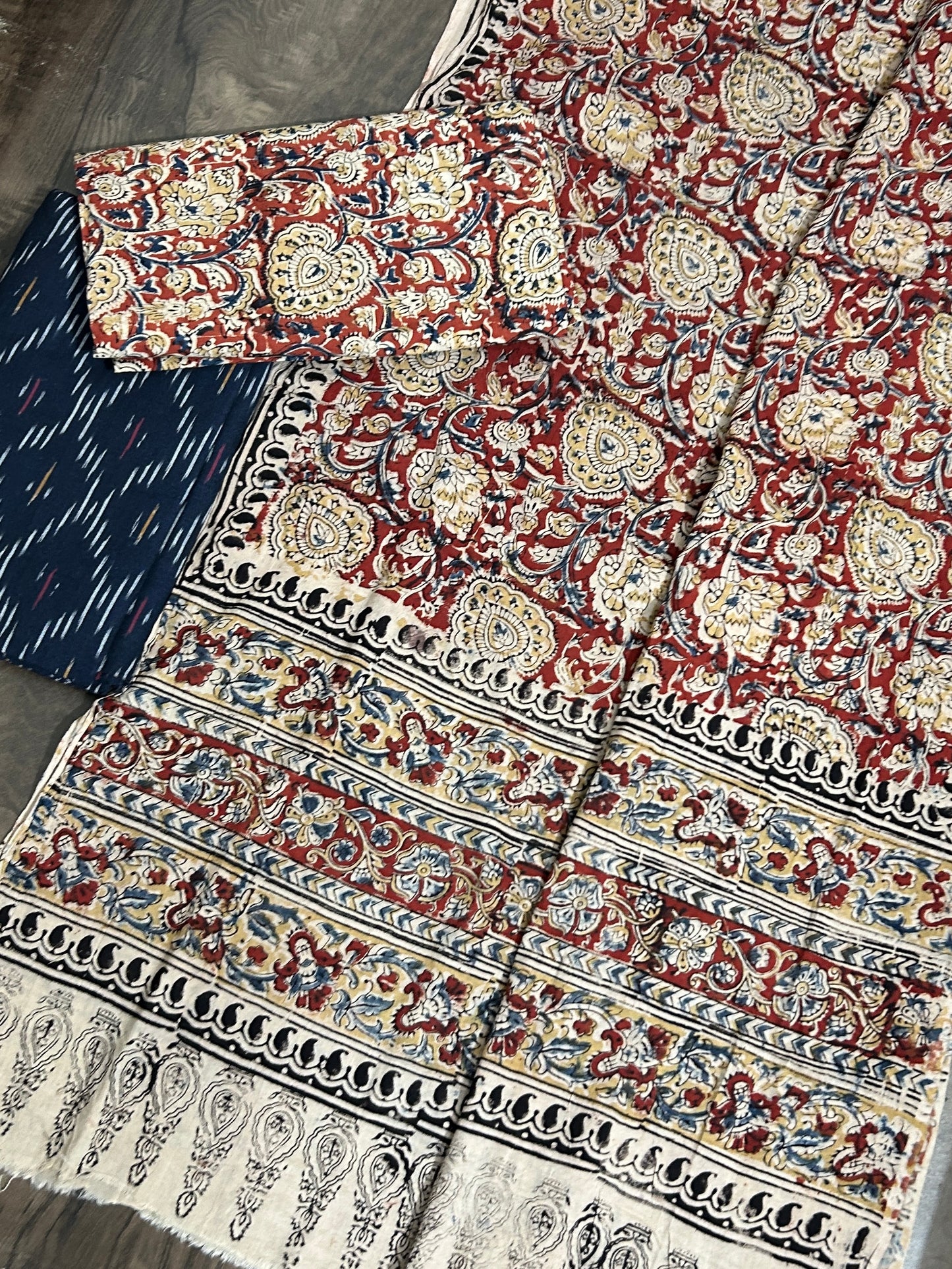 Ikat Kalamkari Cotton Dress Material