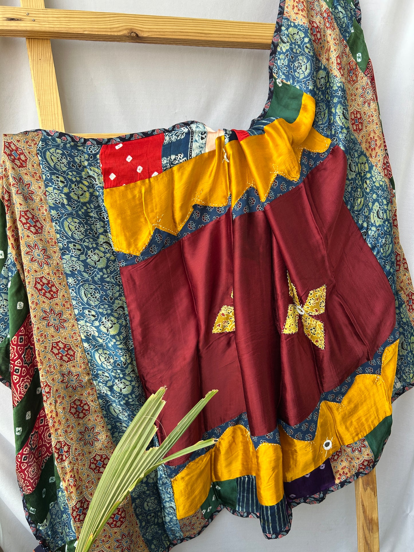 Ajrakh Patch-Work Modal Silk Dupatta