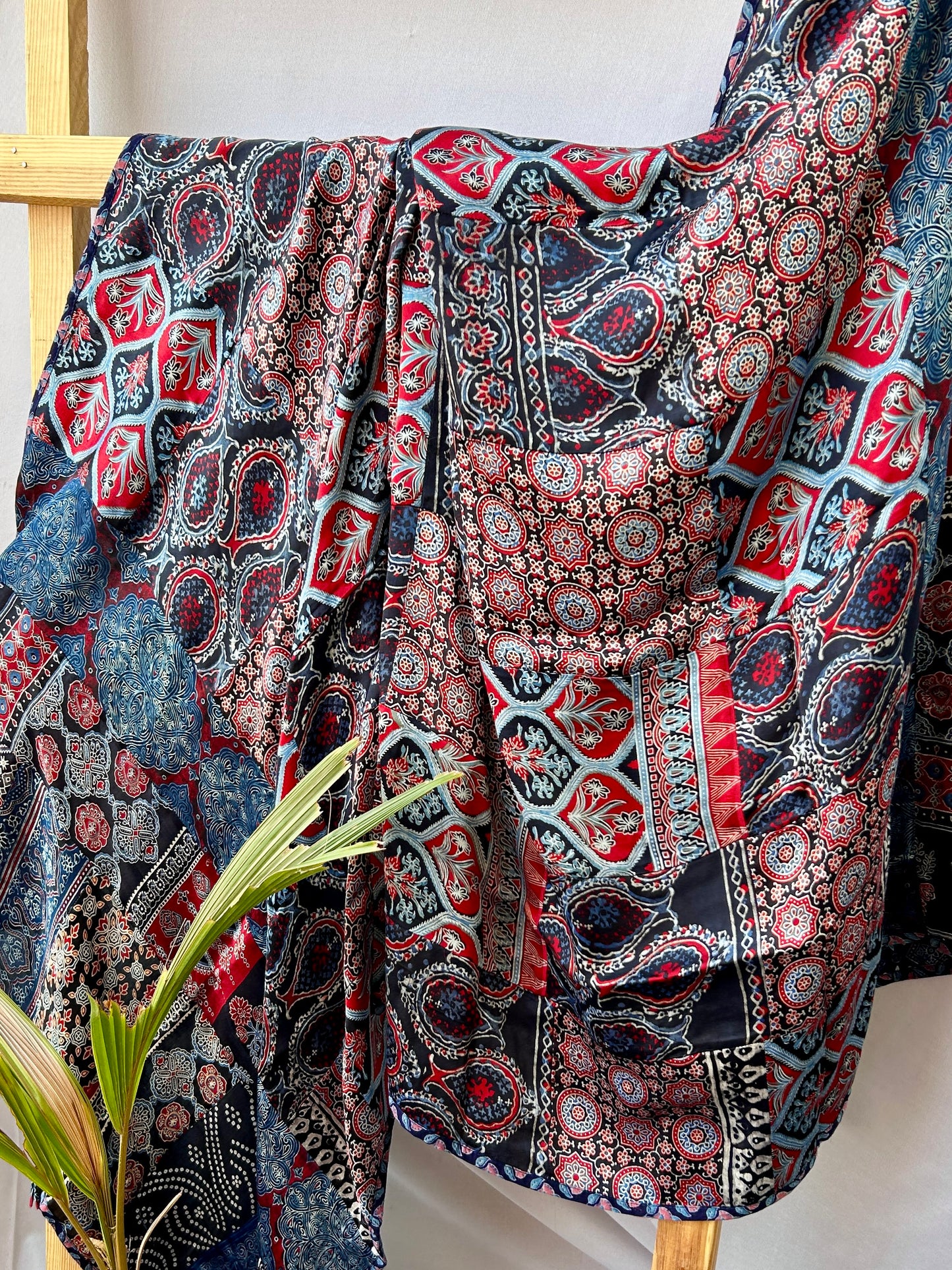 Ajrakh Patch-Work Modal Silk Dupatta