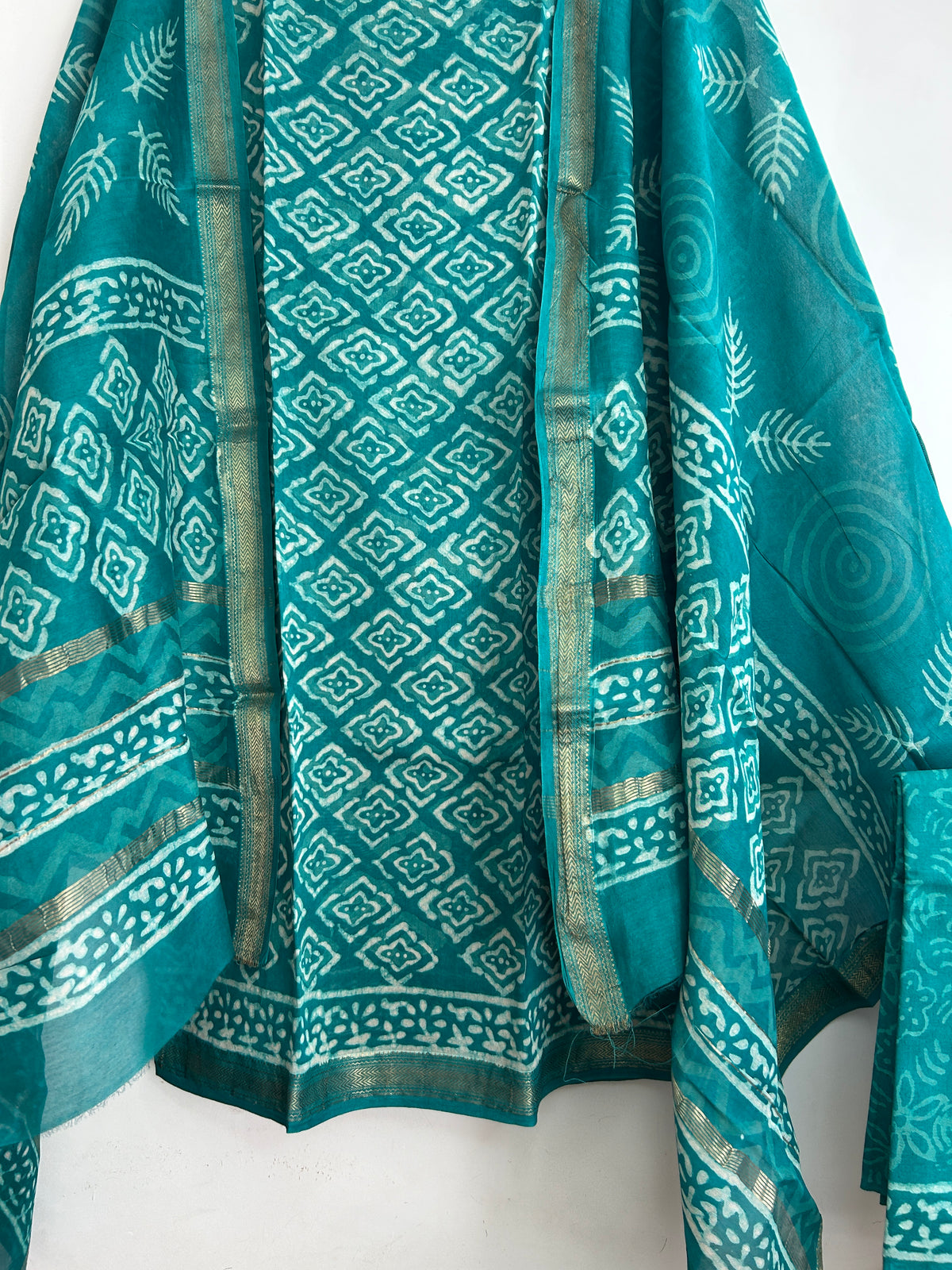 Hand BlockPrint Chanderi Silk Cotton Dress Material