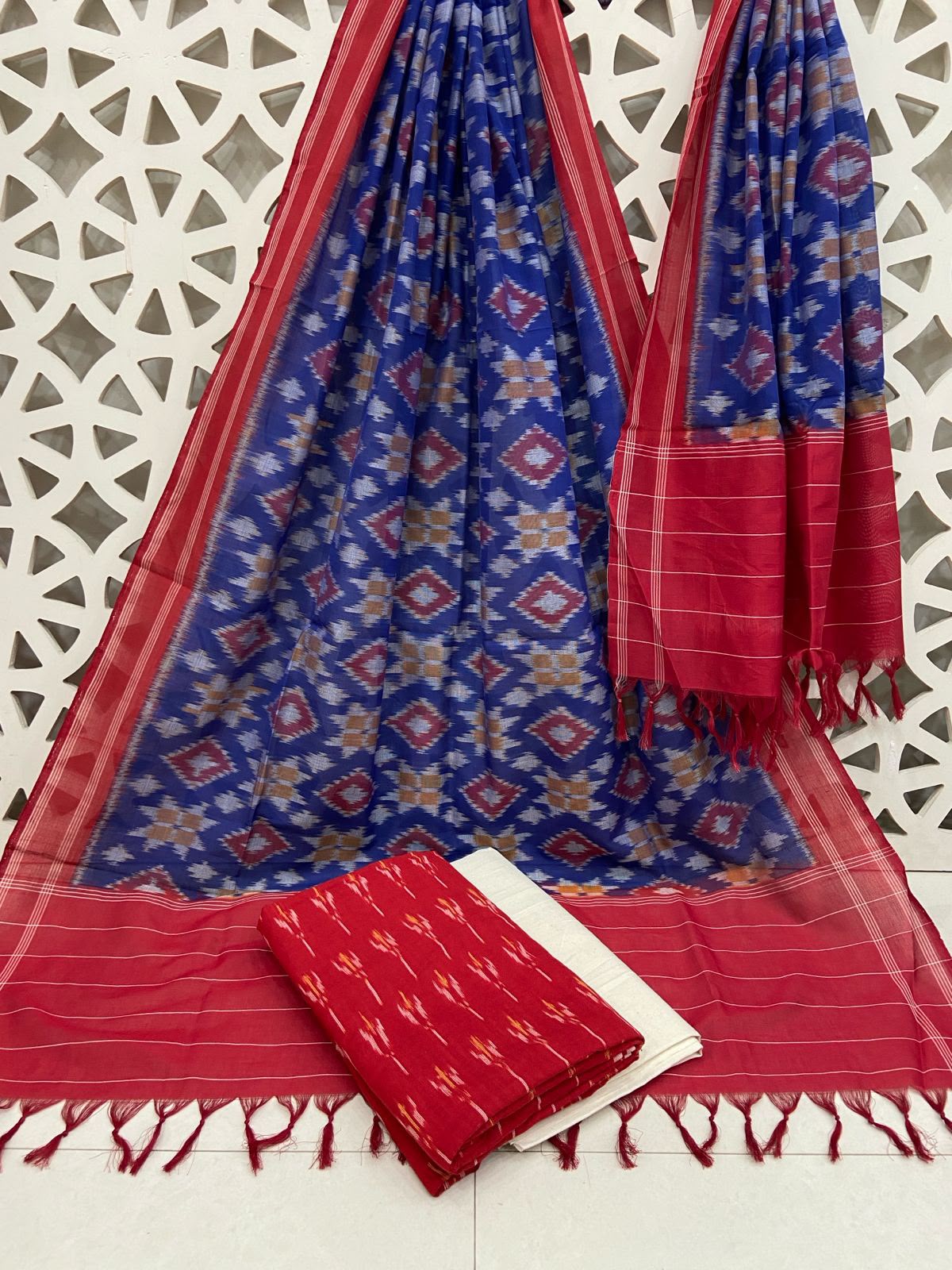 Double Ikat Cotton Dress Material