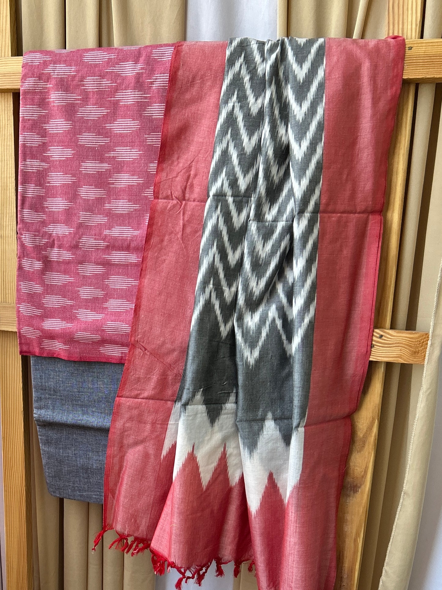 Double Ikat Mercerized Cotton Dress Material