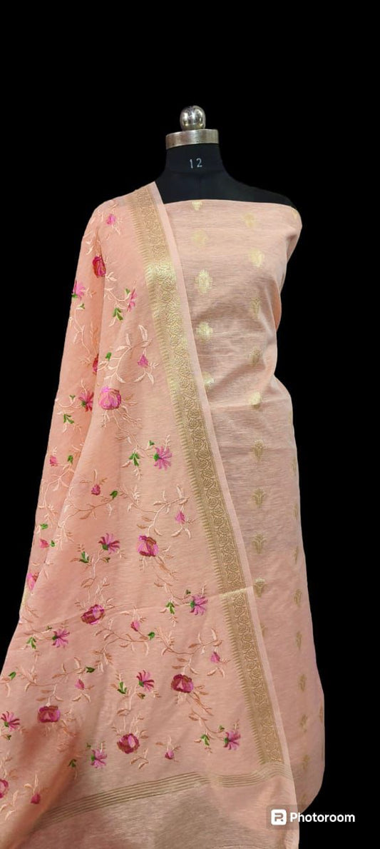 Mix cotton Banarasi dress material