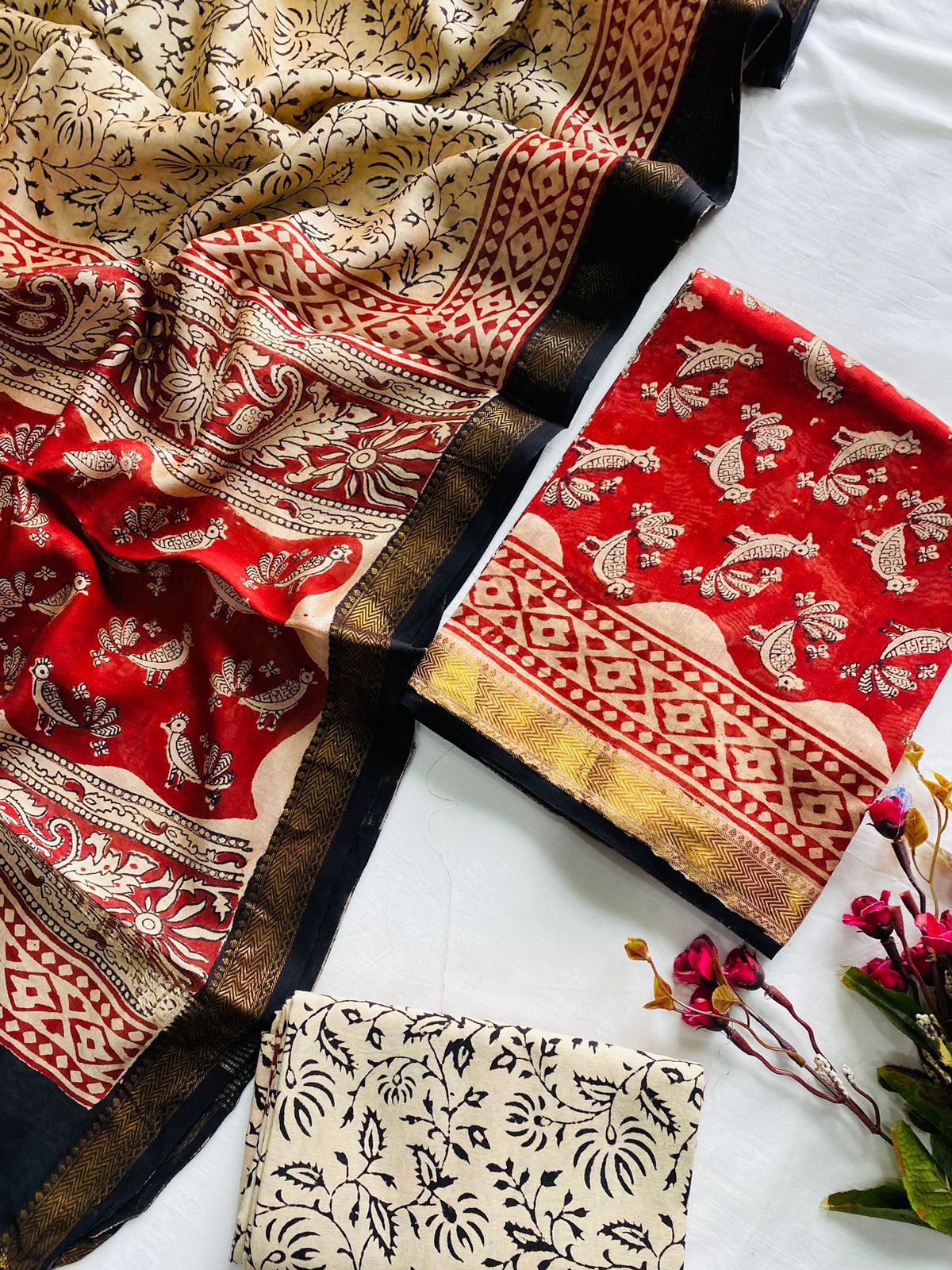 Hand BlockPrint Maheshwari Silk Cotton Dress Material