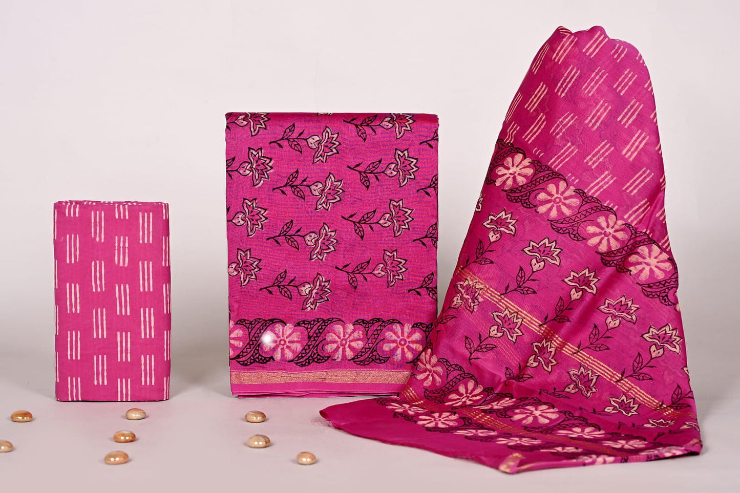 Hand Painted Chanderi Silk Cotton Dress Material