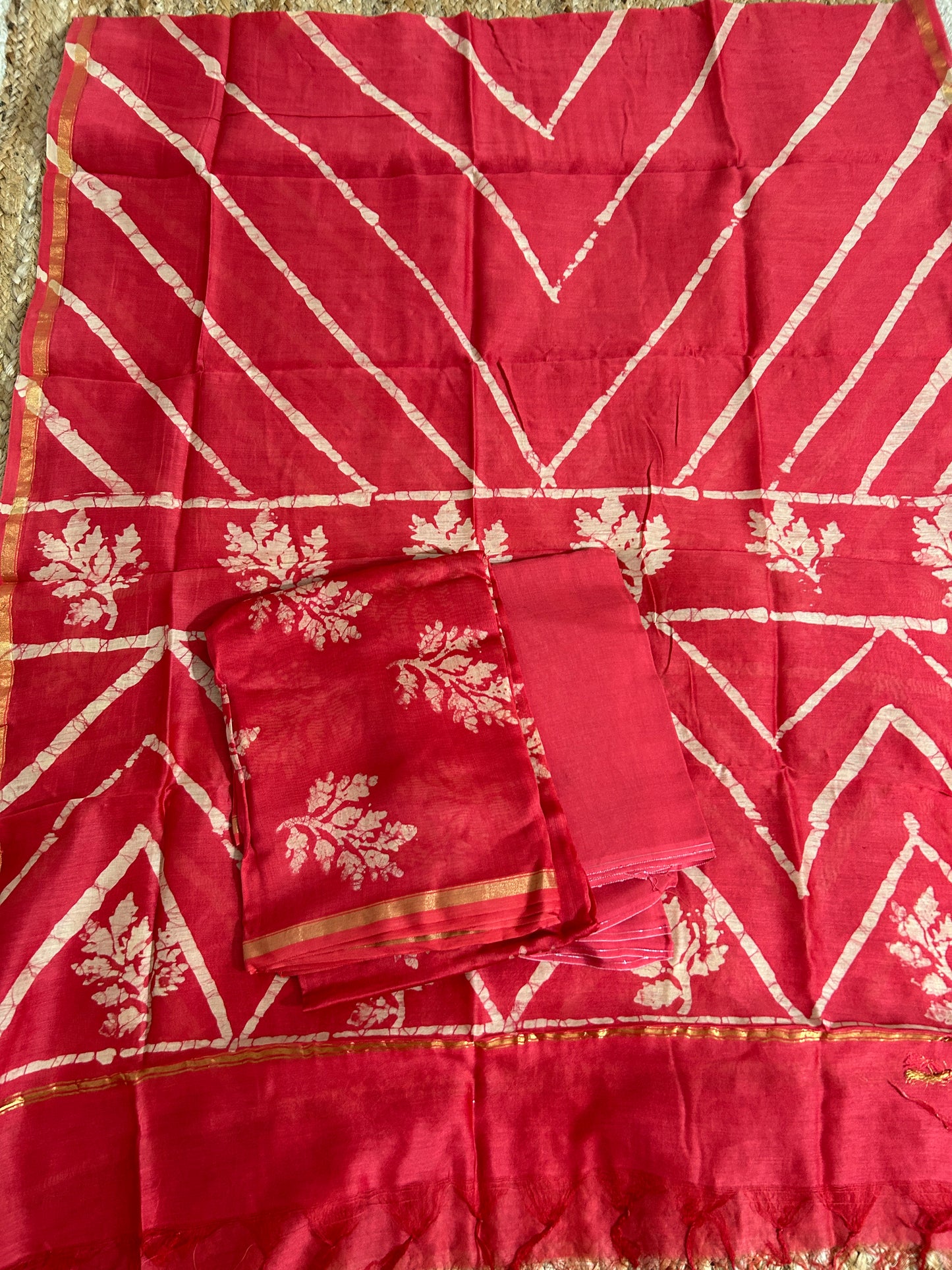 Hand BlockPrint Chanderi Silk Cotton Dress Material