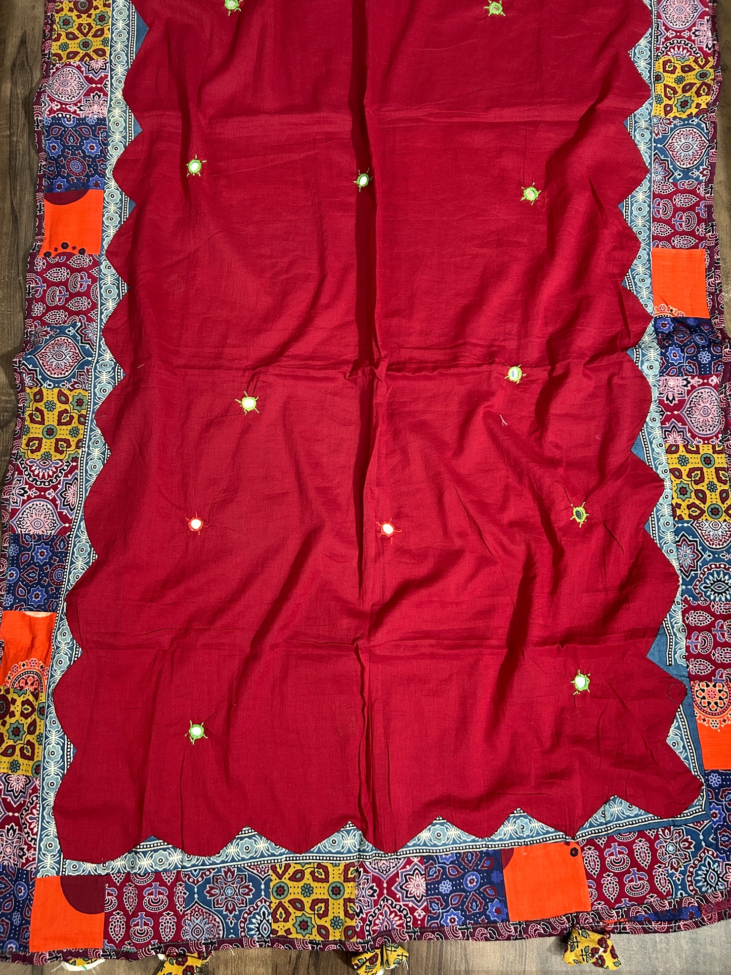 Appliqué and Mirror Work Cotton Dupatta