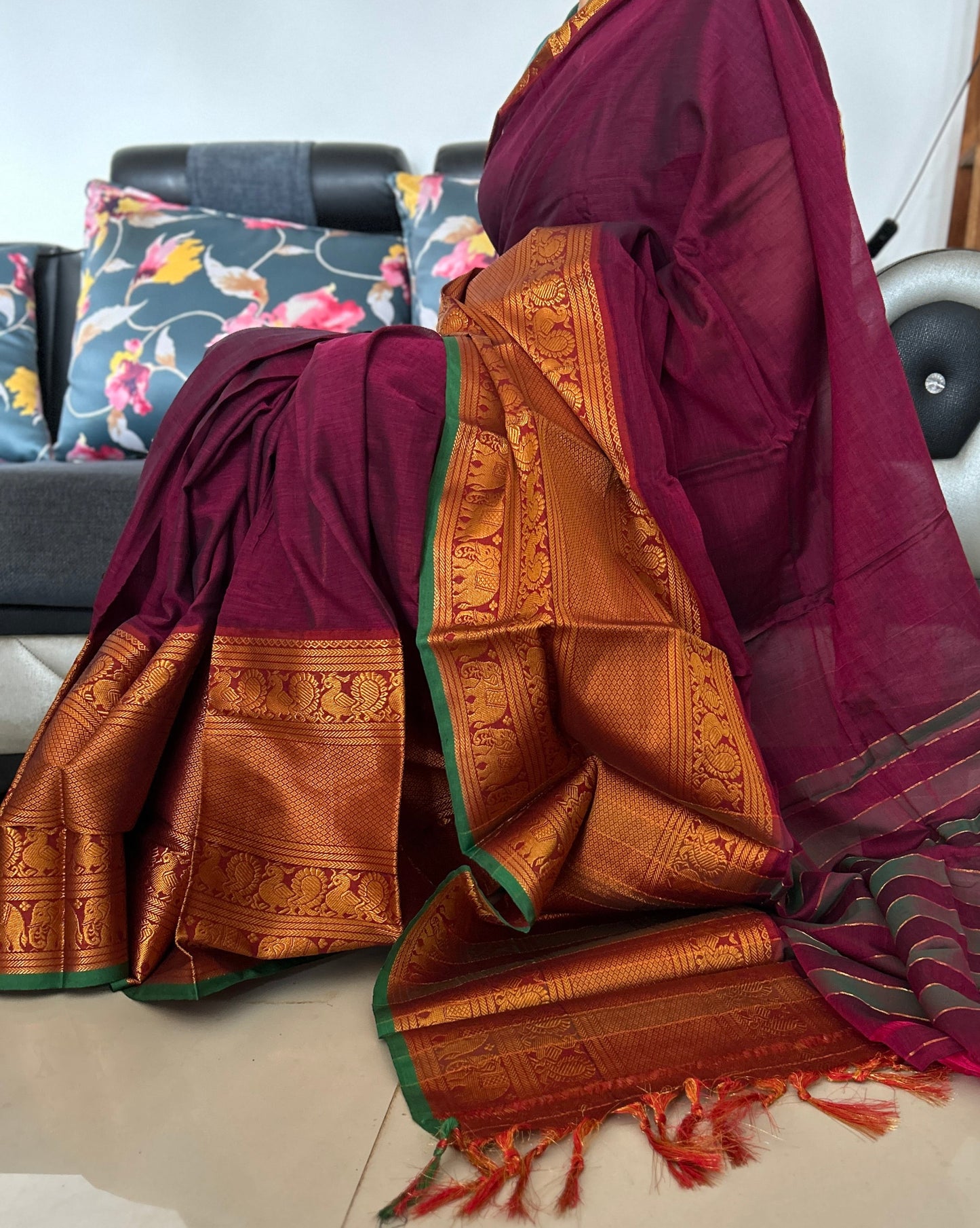 76 Narayanpet Cotton Saree with Broad Kaanchi Border