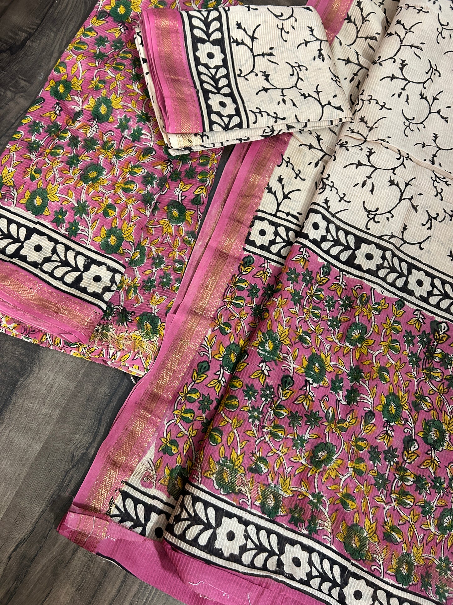 Kalamkari Maheshwari Silk Cotton Dress Material