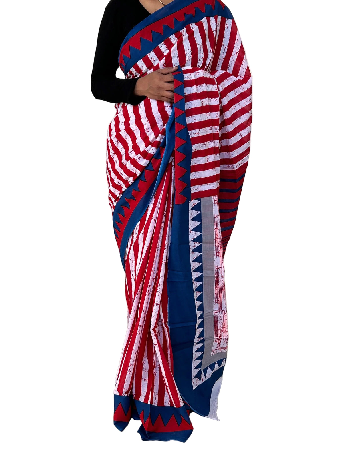 Hand BlockPrint Cotton Saree with Blouse