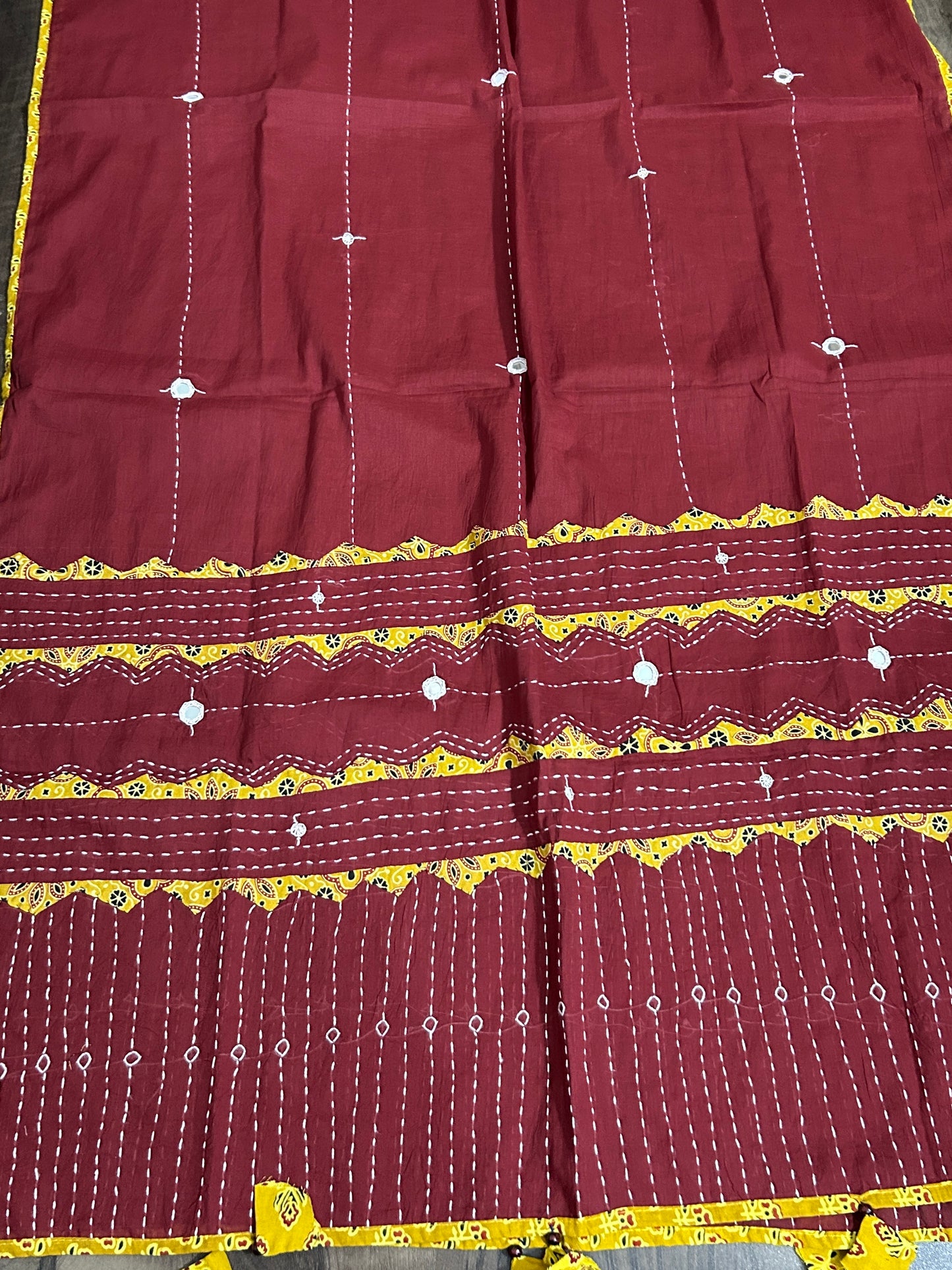 Appliqué and Mirror Work Cotton Dupatta
