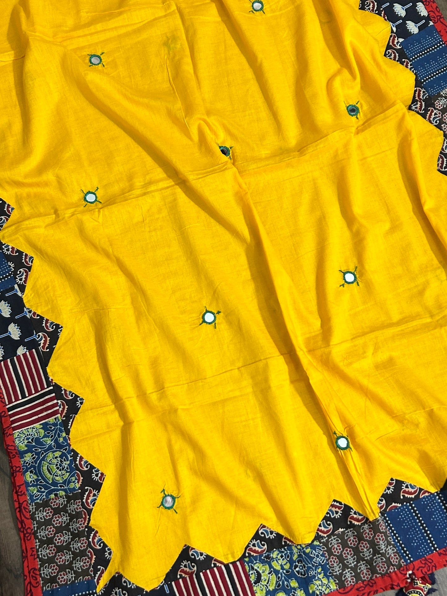 Appliqué Work and Mirror Work Cotton Dupatta