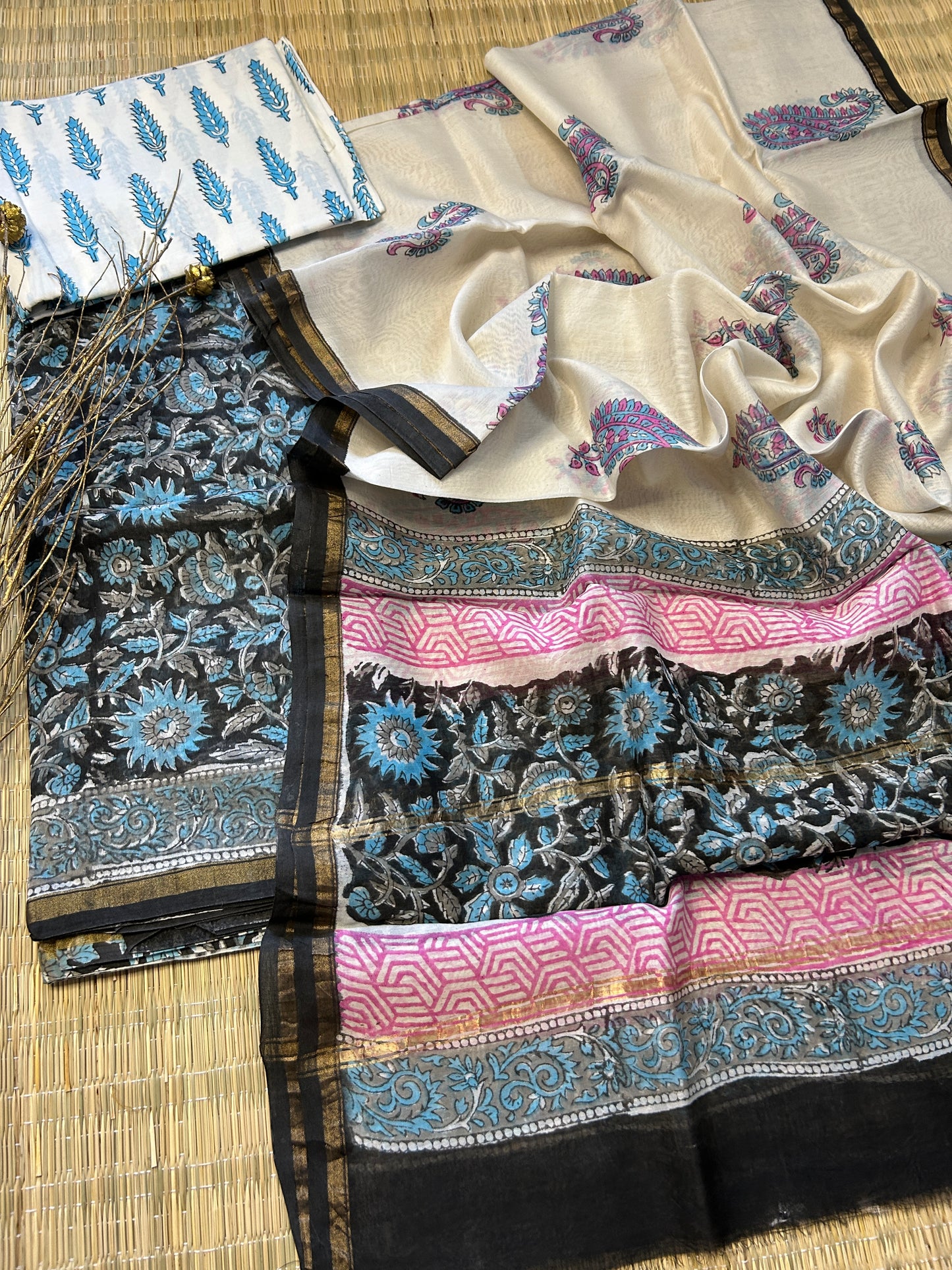 Hand BlockPrint Chanderi Silk Cotton Dress Material